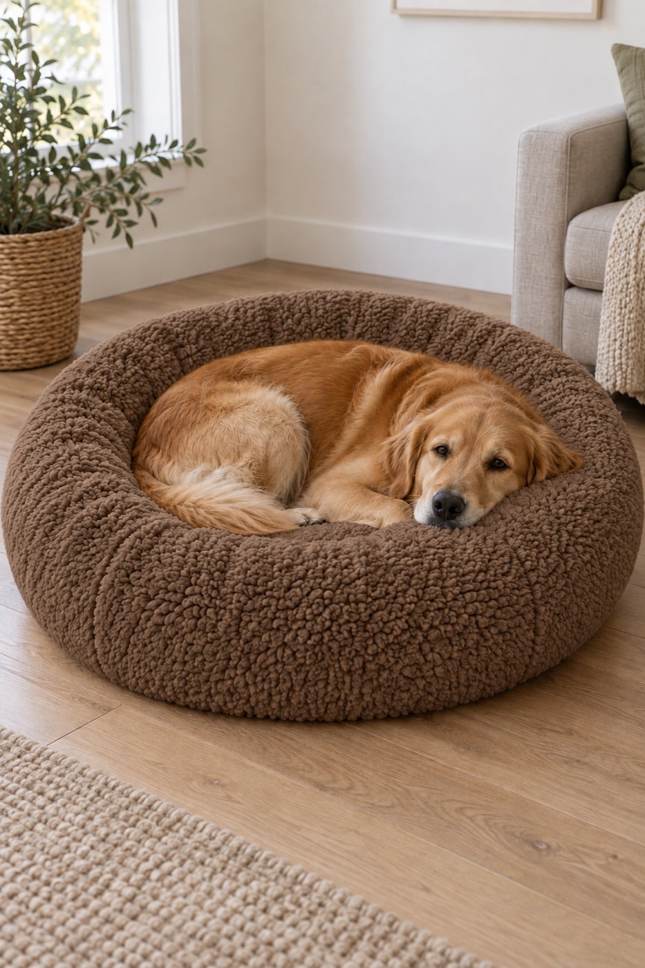 Mocha bolster pet bed