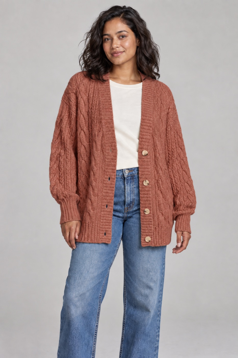 Clay oversized cable cardigan